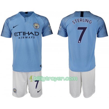 Billige Fotballdrakter Manchester City STERLING 7 Barn Hjemmedraktsett 2018/19 Kortermet